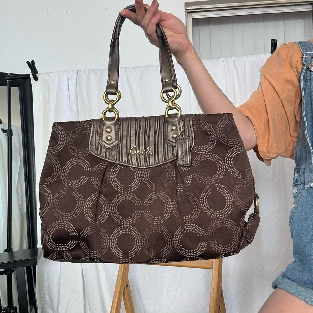 Vintage COACH - taupe brown slouchy shoulder tote purse